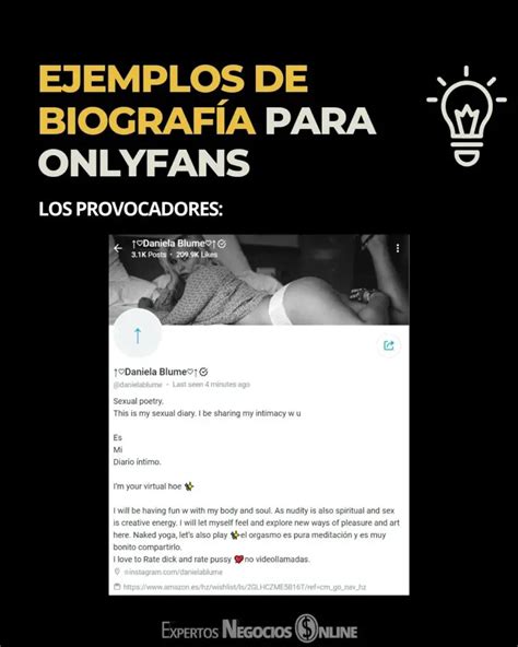 que poner en la biografía de onlyfans|Crear una BIOGRAFÍA para ONLYFANS atractiva